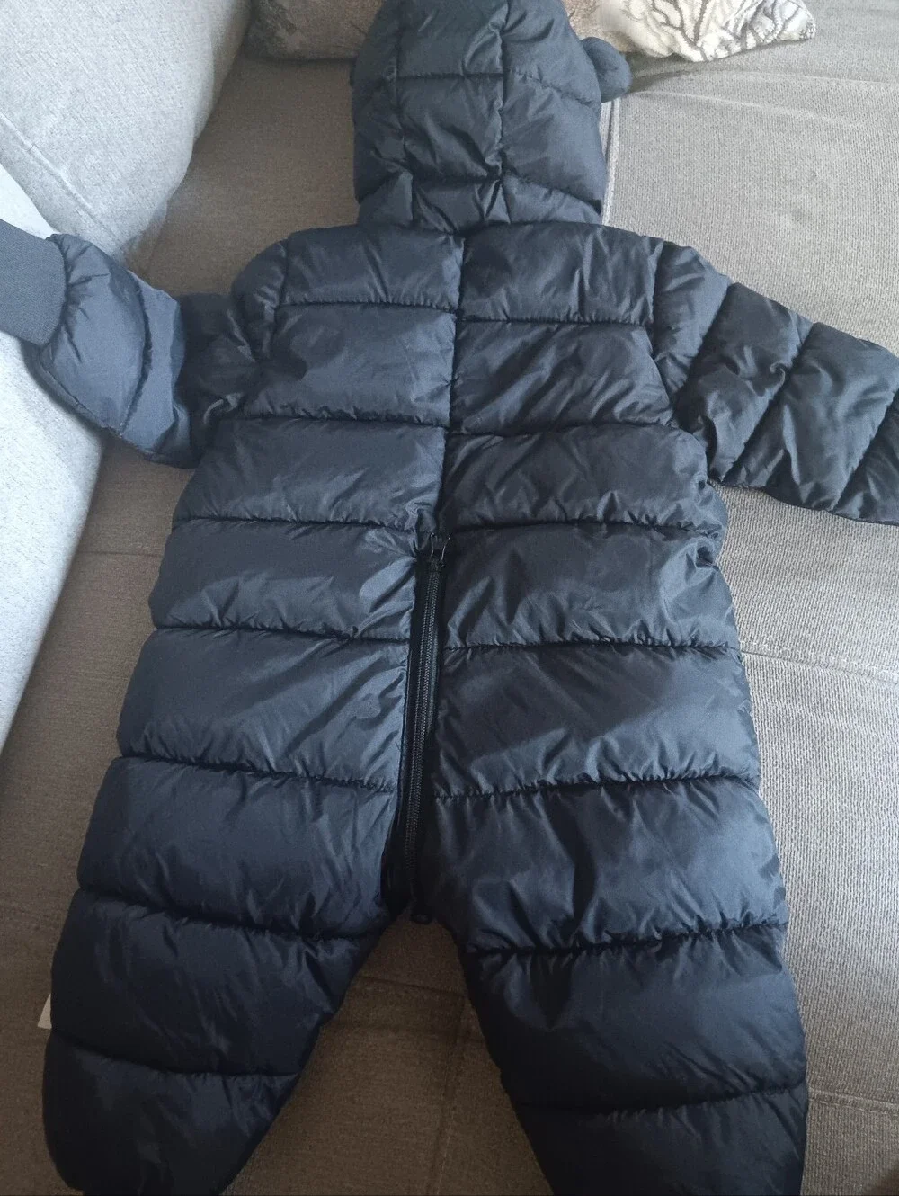 Kids Black Puffer Snowsuit with Hood